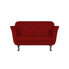 Imagem de Namoradeira Decorativa Dália Couro Vermelho 2 Lugares Pés Madeira Mz Decor