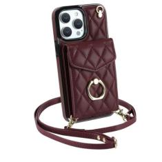 Imagem de Capa de telefone de couro com alça de pulso crossbody para iPhone 13 12 Mini 15 14 11 Pro XS Max XR X 7 8 Plus Carteira com capa de suporte de cartão, vinho tinto, para iphone XR
