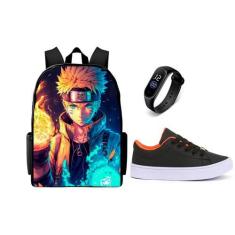 Imagem de Bolsa Lançamento Escolar Infantil Mais Tenis Juvenil E Relogio Digital