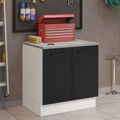 Imagem de Balcão Multiuso 80cm 2 Portas Branco/preto Madesa