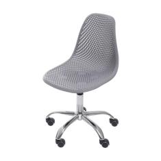 Imagem de Cadeira Giratória Eames Colmeia Polipropileno Cinza Base Rodizio Cromada