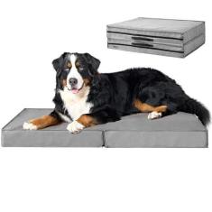 Imagem de EHEYCIGA Camas dobráveis à prova d'água para cães extra grandes - Cama ortopédica para cães ao ar livre com capa removível lavável, colchão de cama para animais de estimação GG com alça, 111,8 x 81,2