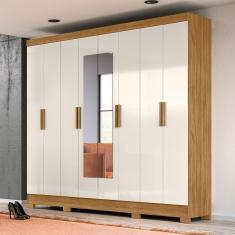 Imagem de Roupeiro 8 Portas Rocas Com Espelho Freijó Off White