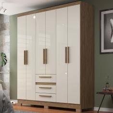 Imagem de Guarda-roupa 6 Portas 3 Gavetas Rp3636 Wood Cristalo Decibal Wood