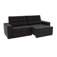 Imagem de sofá 4 lugares retrátil e reclinável lanus veludo preto 250 cm