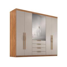 Imagem de Guarda-Roupa Casal com Espelho Giardino 6 pt 4 gv Amêndola e Nude