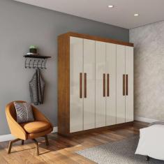 Imagem de Guarda-Roupa Casal Miranda 6 PT Imbuia e Off White - Mobly