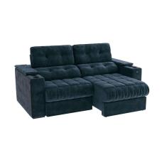 Imagem de sofá 3 lugares retrátil e reclinável premier molas veludo azul marinho 231 cm