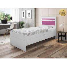 Imagem de Cama Baú Solteiro Larissa Branco e Rosa  - Framar