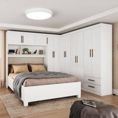Imagem de Guarda-Roupa Casal Modulado com Cama Hércules 11 Portas 6 Gavetas Branco - Carioca Móveis