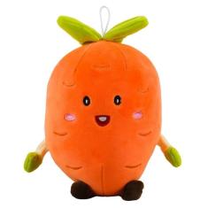 Imagem de Pelúcia Cenoura Laranja Com Rosto Feliz Fofo 25cm