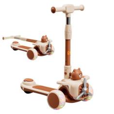 Imagem de Patinete Aviãozinho Feliz Infantil 3 Rodas Dobrável Luz Led - Dm Toys
