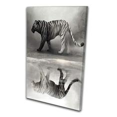 quadro tigre branco casal para decoração 3 peças