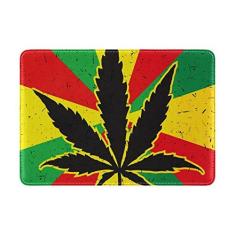 Imagem de My Daily Marijuana Cannabis Leaves capa protetora de couro para passaporte
