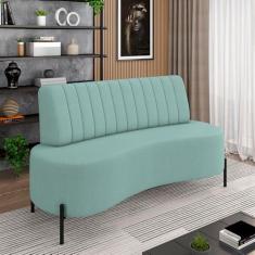 Imagem de Sofá Living Decorativo 2 Lugares 1,35M Katara Pés de Ferro Linho Rústico Azul G33 - Gran Belo