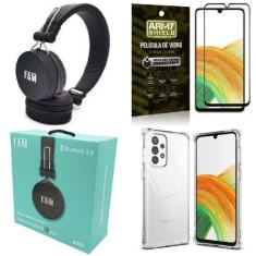 Imagem de Capinha Samsung A33 5G + Fone Bluetooth A095 + Película 3D - Armyshiel