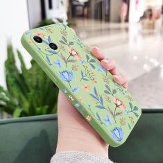 Imagem de Capa de telefone jardim romântica para iPhone 14 13 12 11 Pro Max Mini X XR XS MAX SE2020 8 7 Plus 6 6S Plus Capa, verde claro 2, para iPhone 8 7 SE2