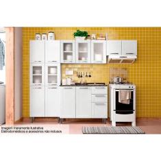 Imagem de Kit de Cozinha Completa 4 Peças Múltipla  (2 Armários + 1 Balcão + 1 Paneleiro) C4P75 Branco - Bertolini