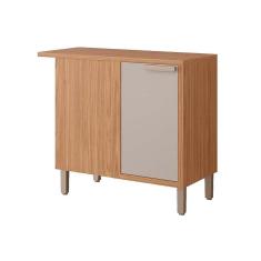 Imagem de Balcão de Cozinha Eloise Canto Direita/Esquerda c/1 Porta e Tampo 92cm Freijo/Off White - MGM