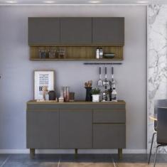 Imagem de Cozinha Compacta  Com Tampo 2 Peças 1 Aéreo 1 Balcão New York Mel/Graf