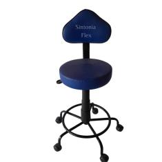 Imagem de Cadeira Mocho Verona com regulagem de altura base de ferro com apoio de pés com rodízio corano azul