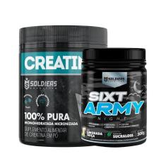 Imagem de Kit: Creatina Monohidratada Pote 300g 100% Pura + Pré-Treino Sixt Army Night 300g - Soldiers Nutriti-Unissex
