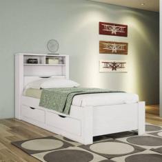 Imagem de Cama de Solteiro Invicta 2 Gavetas Santos Andira, Branca