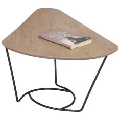 Imagem de Mesa De Centro Gota Madeira Amendoa Base Metal Preto Nacc