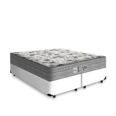 Imagem de Cama Box King 193 Bipartido Tecido Sintético Branco com Colchão de Molas Ensacadas Evolution - Probel - 72x128x188