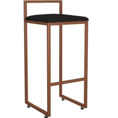 Imagem de Banqueta Alta Para Cozinha Sala De Jantar Hanna L02 Bronze Corano Preto - Lyam Decor