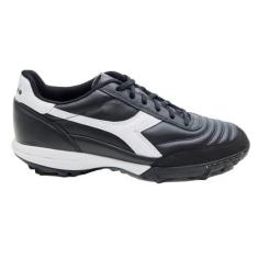 Imagem de Diadora Calcetto LT Turf Tênis de futebol – couro de flor integral, amortecimento aprimorado, borracha antidesgaste, grama sintética, tração e estabilidade ideais, Preto/branco, 38