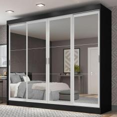 Imagem de Guarda-roupa Austin 4 Portas de Espelho 3 Gavetas Preto