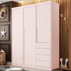Imagem de Guarda Roupa Infantil 3 Portas 4 Gavetas Rosê Pérola Phoenix Baby