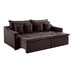 Imagem de Sofá 3 Lugares Retrátil E Reclinável Amy Veludo Café 234 Cm - Estofart