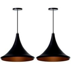 Imagem de Kit 2 Lustre Pendente Chapéu Chinês 33Cm  Alumínio