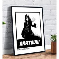 Quadro decorativo emoldurado Itachi Akatsuki Anime Naruto Mangá