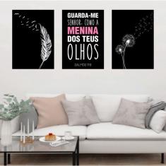 Imagem de Kit 3 Quadros Salmo 17:8 - Guarda-me Senhor 45x34cm