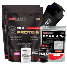 Imagem de Kit 2X 6 Six Protein 2Kg + Bcaa 1Kg Tangerina + Power Creatina 100G +