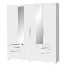 Imagem de Guarda Roupa Casal 6 Portas Correr 6 Gaveta Branco C Espelho - San Mar