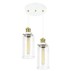 Imagem de Lustre Pendente Duplo Château Cilindrico Vidro  Gold
