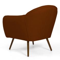 Imagem de Poltrona Decorativa Sala de Estar Nina Pés Palito Madeira B-235 Linho Terracota - Domi