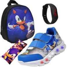 Imagem de Tenis Masculino De Led Infantil Luzinha Com Mochila Relogio E Bolsinha