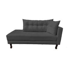 Imagem de Divã Recamier Troya 1,60 Cm Lado Direito Suede Linho Grafite