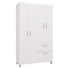 Imagem de Guarda Roupa Solteiro Tóquio 4 Portas Branco Brilho - Poquema