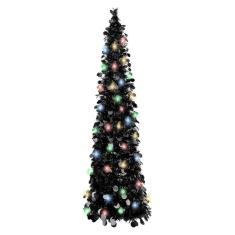 Imagem de Árvore de Natal BTU Black Pop Up de 5 pés com luz LED de Halloween de 90