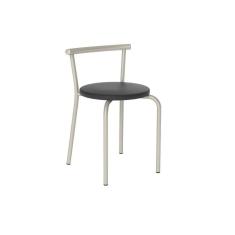 Imagem de Banqueta de Cozinha 105 Kit 2 Un Prata - Assento Courano Preto - Carraro