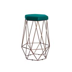 Imagem de Banqueta Rubel Base Bronze Suede  Claro Gran Belo