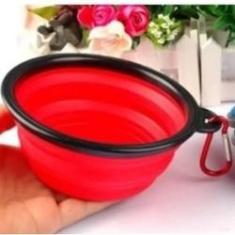 Imagem de Comedouro Prato Pratinho Pet Para Ração Retrátil Vermelho