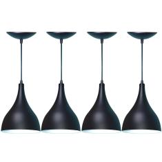 Imagem de Kit 04 Lustres Pendente Gota Em Alumínio - Cor  Fosca