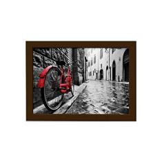 Imagem de Quadro Itália Foto Bicicleta Moldura Marrom 22x32cm